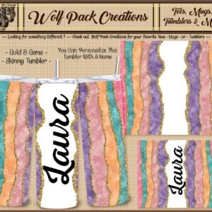 Personalizable Beautiful Gold and Gems Skinny Tumbler