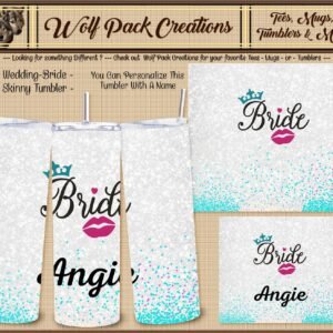 Personalizable Beautiful Skinny Tumbler for the Bride