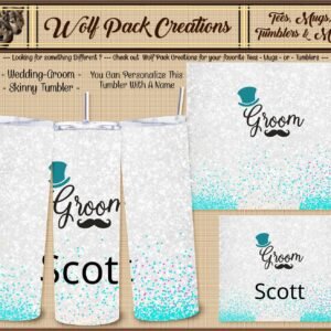 Personalizable Beautiful Skinny Tumbler for the Groom
