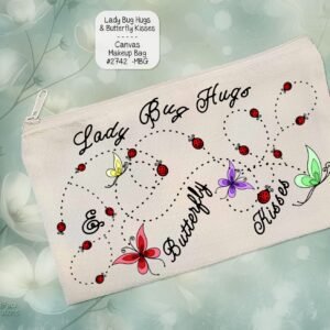White Polyester Zipper Pouch: Lady Bug Hugs