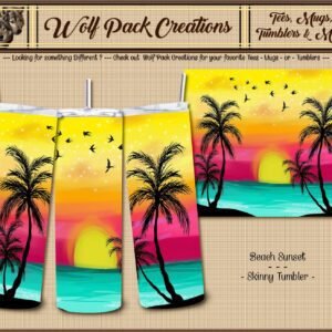 Beautiful Bold Beach Sunset on Skinny Tumbler
