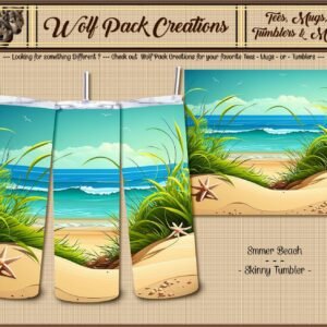 Beautiful Summer Beach Scene Skinny Tumbler