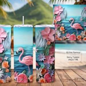 Beautiful 3D Pink Flamingo Design on a Tumbler