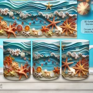 Beautiful 3D Summer Shoreline Design on a Ceramic Mug