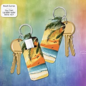 Beautiful Beach Sunrise Lip Balm Keychain
