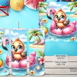 Beautiful Skinny Tumbler: Bird Having Some Fun