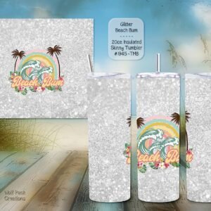 Beautiful Skinny Tumbler: Glitter Beach Bum