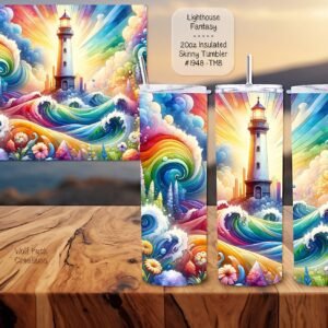 Beautiful Skinny Tumbler featuring a Lighthouse Design