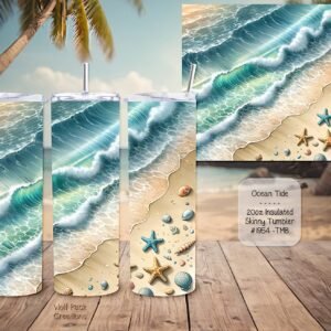 Beautiful Skinny Tumbler: Beach Waves and Ocean Tide