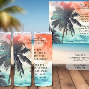 Beautiful Palm Tree Design on Skinny Tumbler