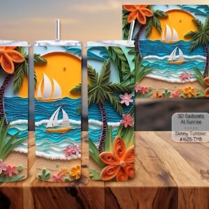 Beautiful Sailboats at Sunrise Design on Skinny Tumbler