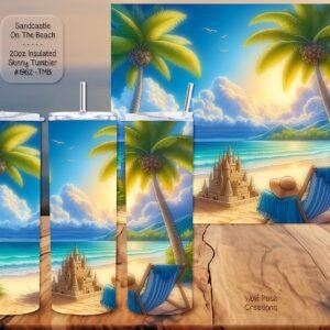 Beautiful Skinny Tumbler: Sandcastle on the Sand