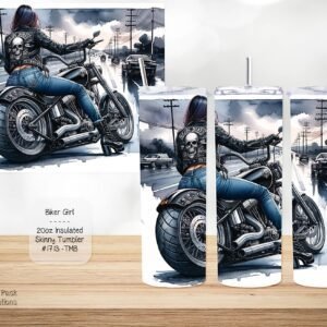 Beautiful Skinny Tumbler: Biker Girl