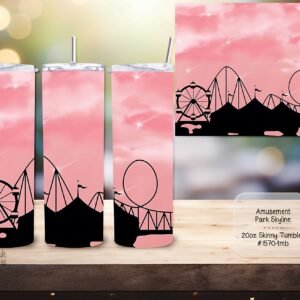 Beautiful Amusement Park Skyline Design on Skinny Tumbler