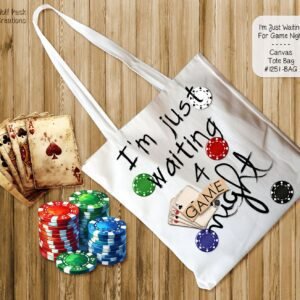 Stylish White Polyester Tote Bag Perfect for Game Night