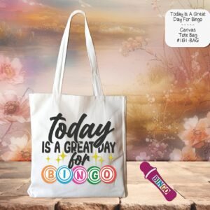 Stylish White Polyester Tote Bag Perfect for Bingo Night