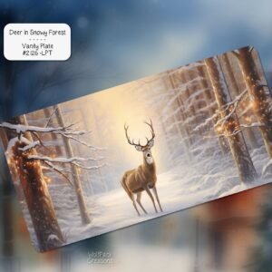 Deer in Snowy Forest License Plate