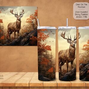 The Perfect Hunting Companion: Insulated Tumbler featuring a Deer on the Mountain