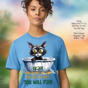 Beautiful Short Sleeve Shirt: Cat in the Bathtub