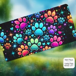 Neon Paws License Plate