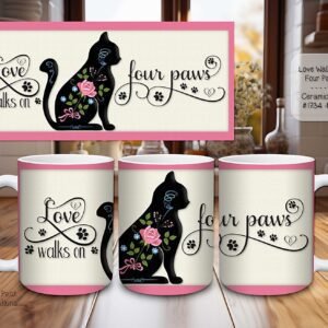 Beautiful Ceramic Mug: Love Walks on Four Paws