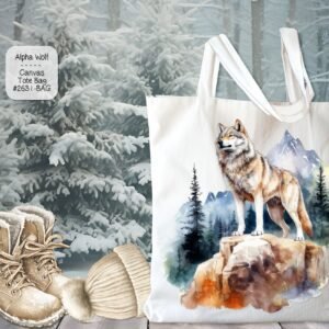 White Polyester Tote Bag: Beautiful Alpha Wolf