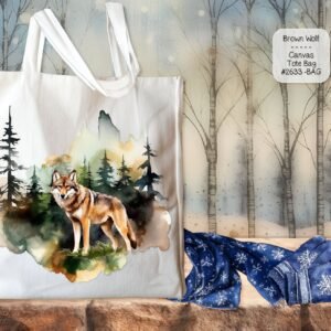 White Polyester Tote Bag: Beautiful Brown Wolf
