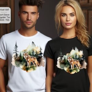 Unisex Polyester Short Sleeve Shirt: Beautiful Brown Wolf