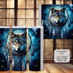 Stainless Steel Insulated Tumbler: Beautiful Dreamcatcher Wolf