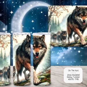 Stainless Steel Insulated Tumbler: Beautiful Wolf on the Hunt