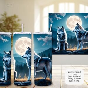 Stainless Steel Insulated Tumbler: Beautiful Quiet Night Wolf