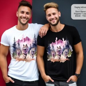 Unisex Polyester Short Sleeve Shirt: Beautiful Raging Wolves