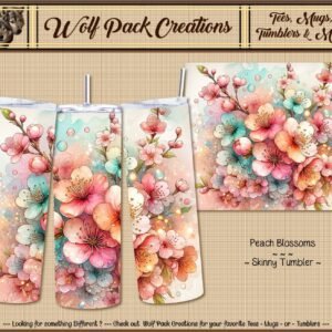 Beautiful Skinny Tumbler: Peach Blossoms