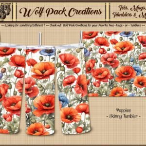 Pretty Orange Poppies Floral Skinny Tumbler