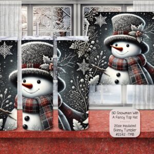 Charming 20 Ounce Insulated Stainless Steel Skinny Tumbler with Snowman Design