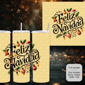 Stylish Holiday Stainless Steel Tumbler: Feliz Navidad