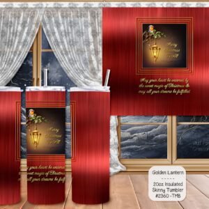 Beautiful and Stylish Holiday Stainless Steel Tumbler: Golden Lantern