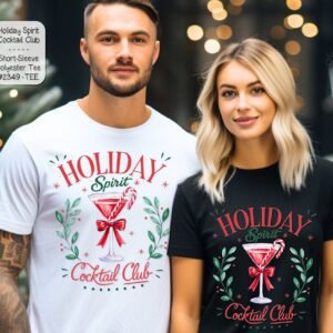 Stylish and Festive Short Sleeve Shirt: Holiday Spirit Cocktail Club