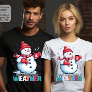 Stylish and Festive Short Sleeve Shirt: Hot Chocolate Weather