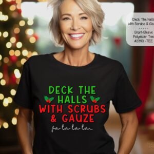 Beautiful Holiday Short Sleeve Shirt: Deck the Halls