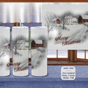 Beautiful Holiday Stainless Steel Tumbler: Winter White
