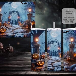 Spooky Cemetery Design on Beautiful Skinny Tumblers
