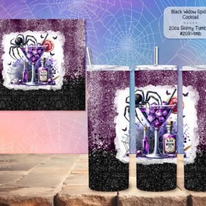 Sleek Black Widow Spider Cocktail Stainless Steel Skinny Tumbler