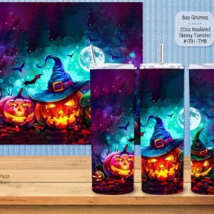 Beautiful Skinny Tumbler with Pumpkin Gnomes