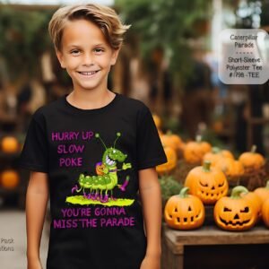 Versatile Youth Short Sleeve Polyester Shirt with Caterpillar Design