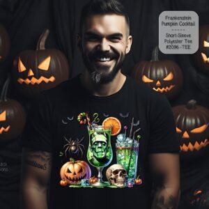 Short Sleeve Frankenstein Pumpkin Cocktail Shirt for Your Next Party