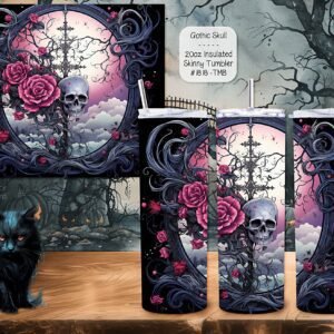 Perfect for On-the-Go: 20-Ounce Stainless Steel Skinny Tumbler with Skull Design