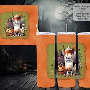 Stylish Haunted Graveyard Skinny Tumbler for Halloween