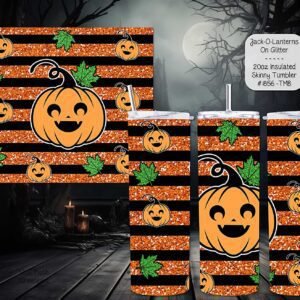 Perfect Skinny Tumbler: Pumpkins on Glitter