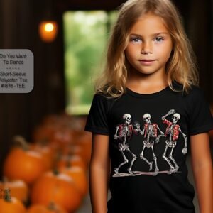 Versatile Unisex Polyester Short Sleeve Skeleton Dance Shirt